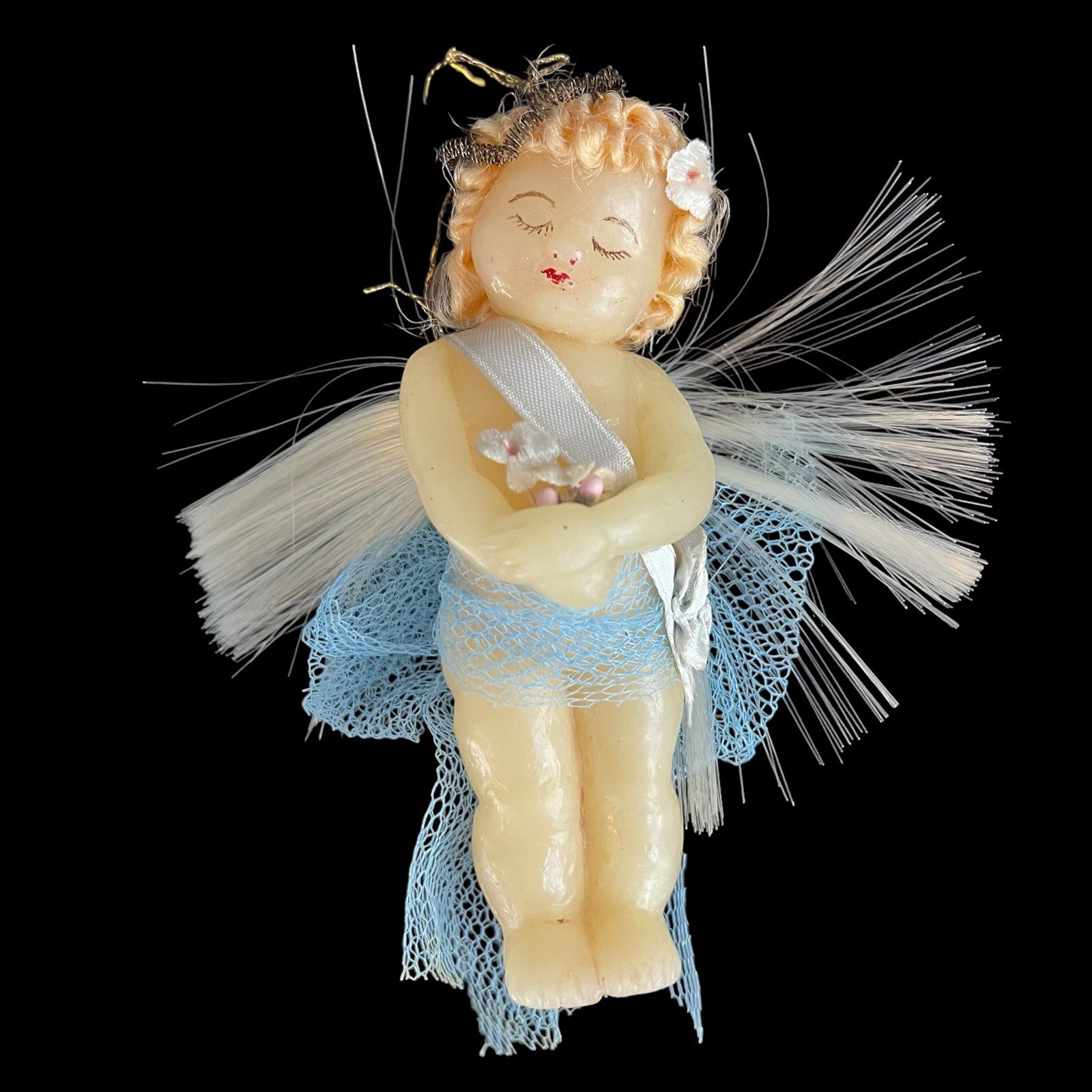 OOAK Wax Angel / Cherub Christmas Ornament Artist Gladys MacDowell RARE