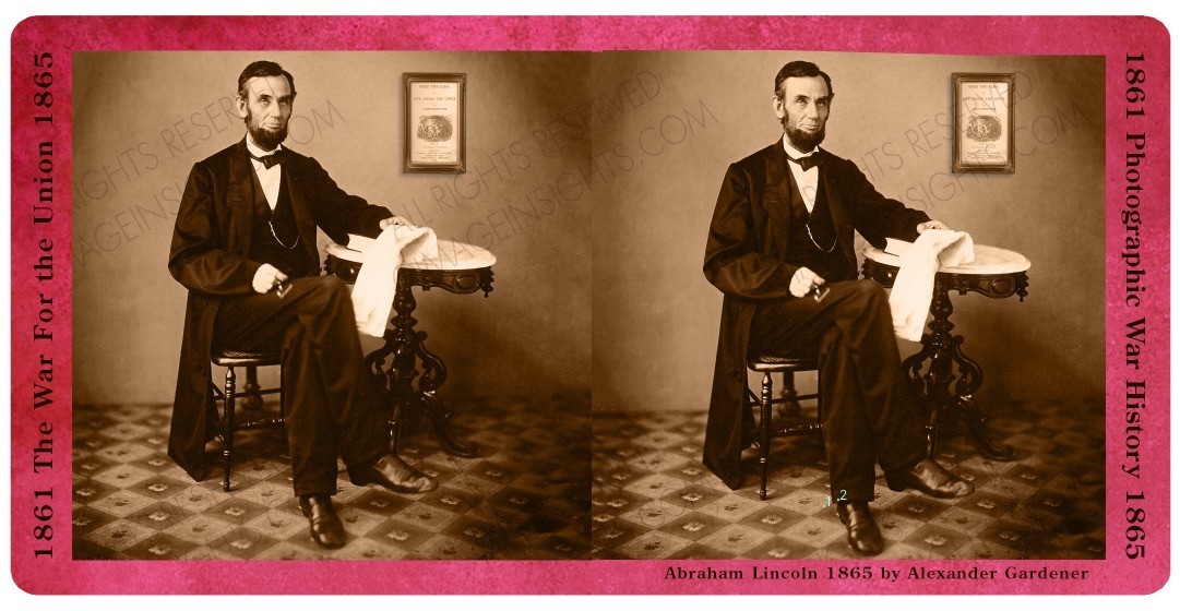 LINCOLN & UNCLE TOM'S CABIN Stereoview Card CIVIL WAR History 3D