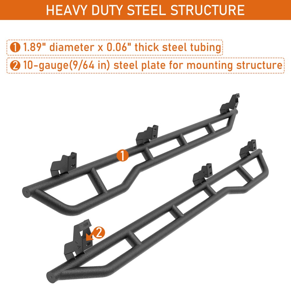 Fit 2007-2021 Toyota Tundra Crew Cab 4-door 2Pcs Steel Tube Slider Rocker Guards