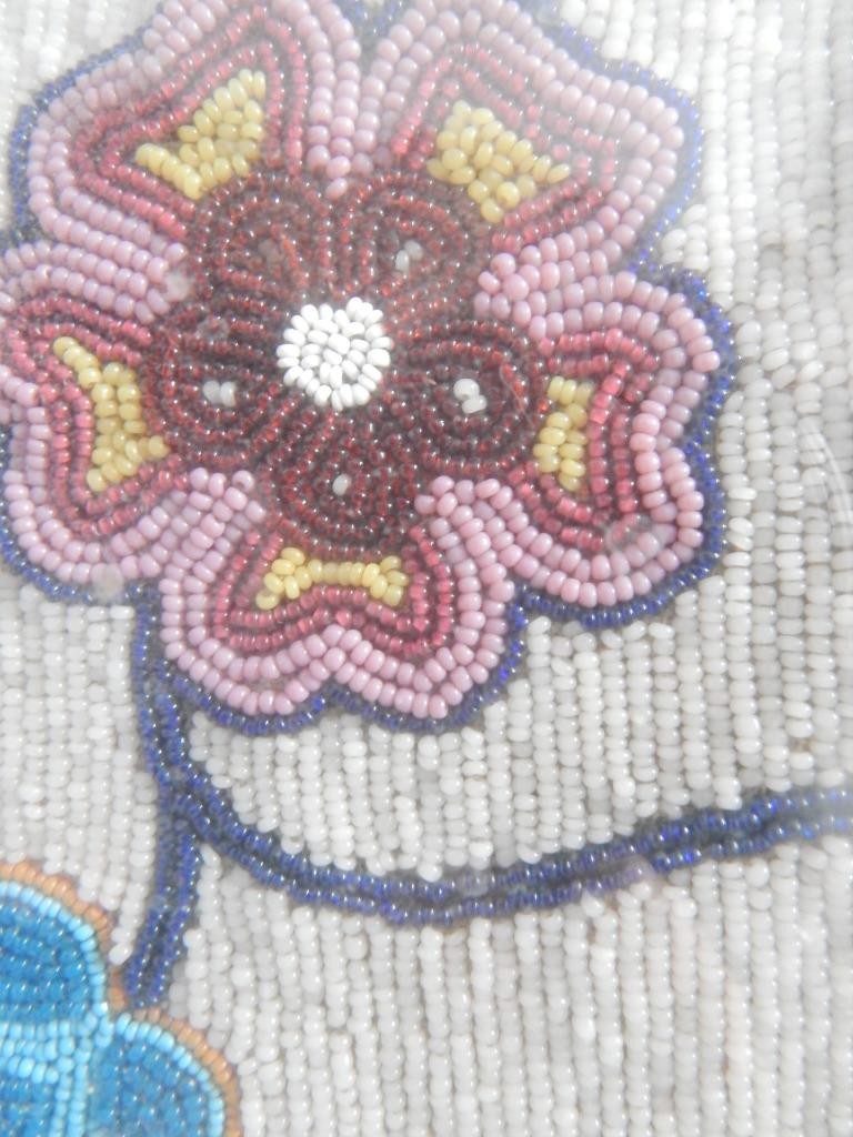 ANTIQUE OJIBWAY BEADED BANDOLIER BAG / POUCH - PROFESSIONALLY FRAMED