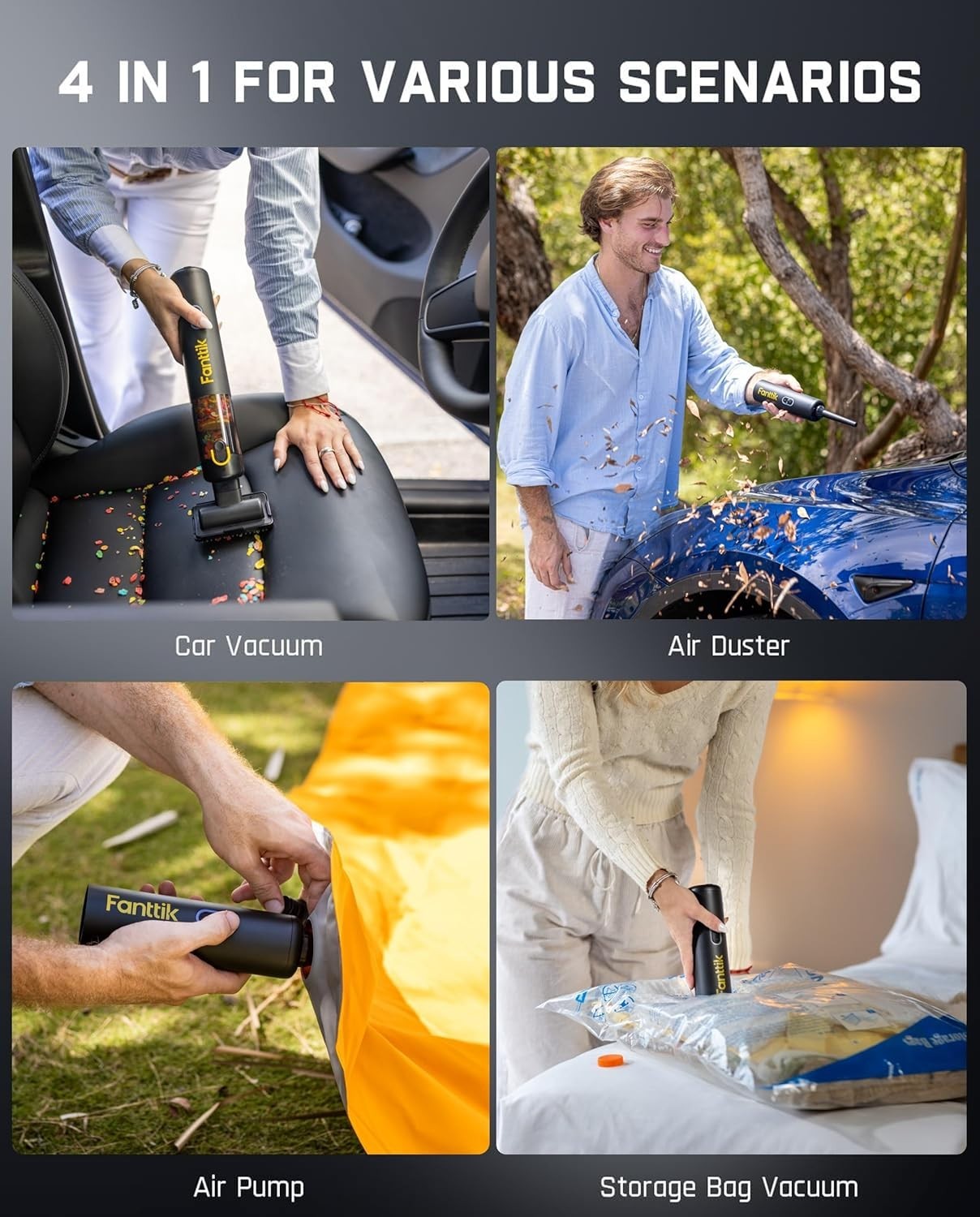 New Slim V8 APEX Car Vacuum, 4-in-1 Portable Mini Cordless Vacuum.