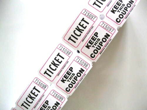 Raffle Tickets 50 Flat Double Stub 50//50 Keep This Coupon Carnival Festival