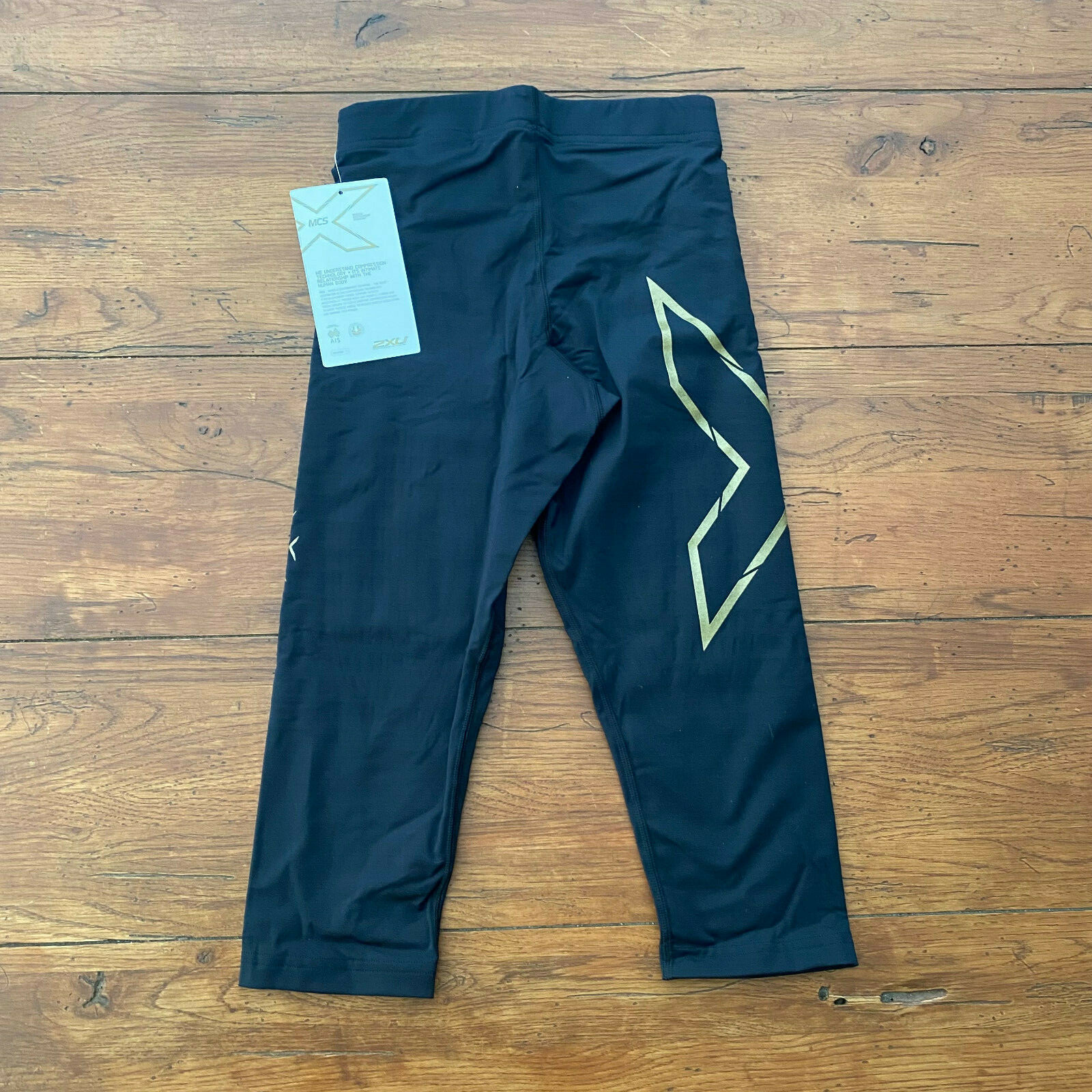 2XU Women's XS 3/4 Tights MCS Thermal Elite Alpine Compression Black/Gold Capri