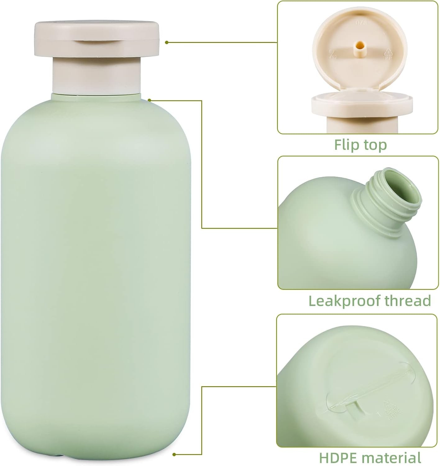 6.8oz Squeeze Bottles with Flip Cap, Refillable Plastic