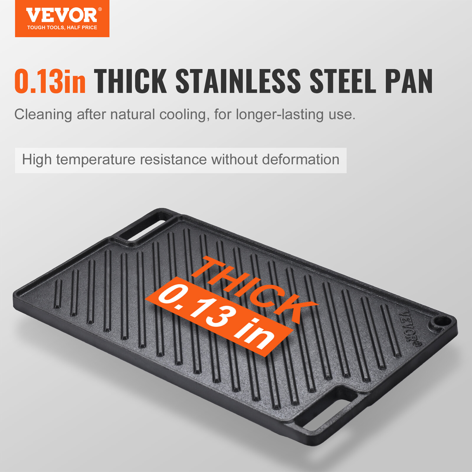 VEVOR Reversible Cast Iron Grill Griddle, 9.7 x 16.7 Inch