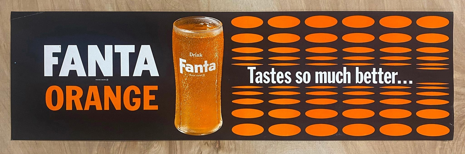 c.1962 Fanta Orange Tastes So Much Better Paper Sign Soda Vintage Original