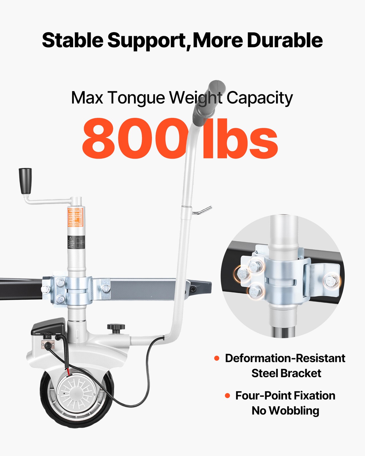 VEVOR Motorized Jockey Wheel 5500 lbs Adjustable Electric Trailer Dolly 380W