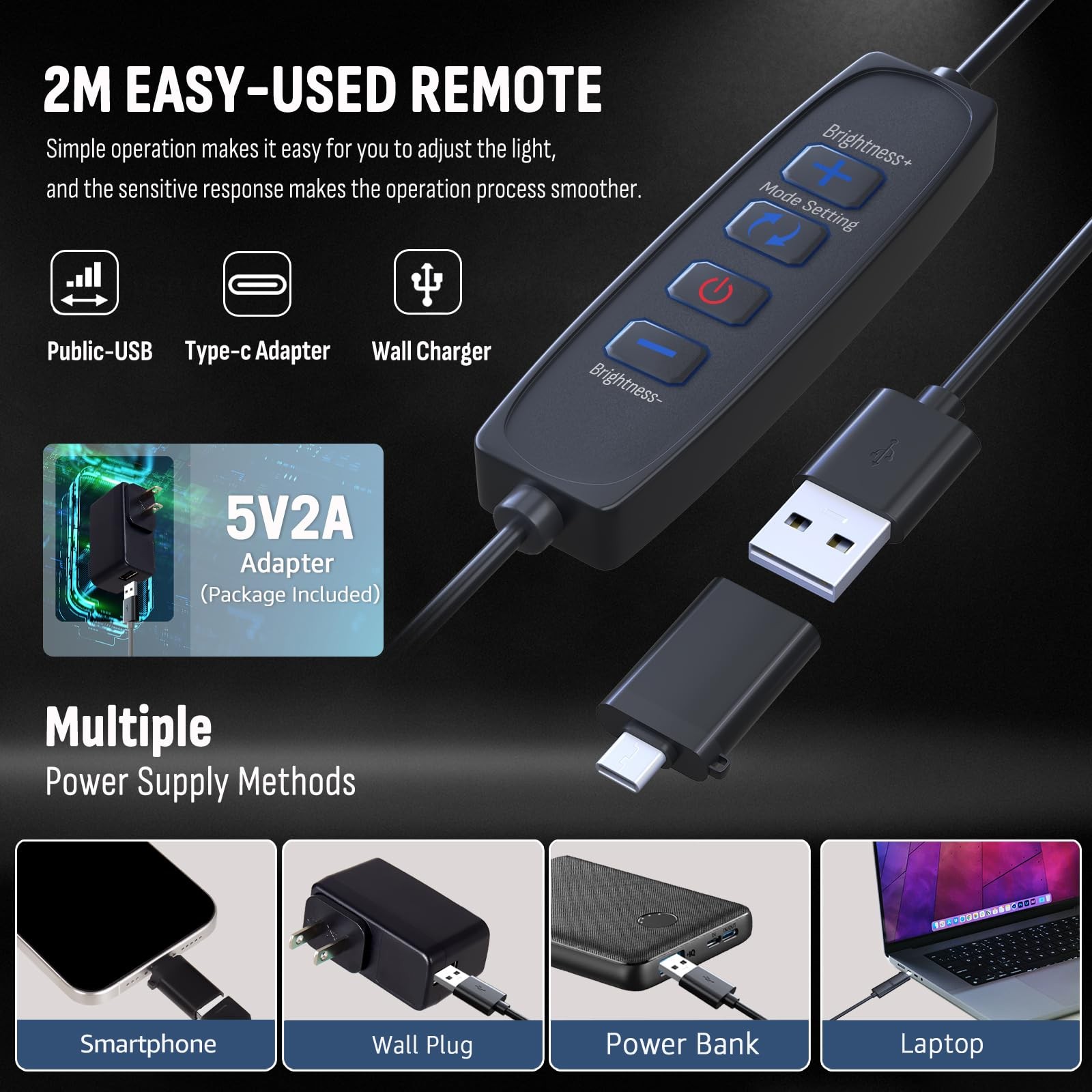 2-Pack LED Photography Lighting Kit, 15W Bi-Color Video Light Kit, 2800-6500K...