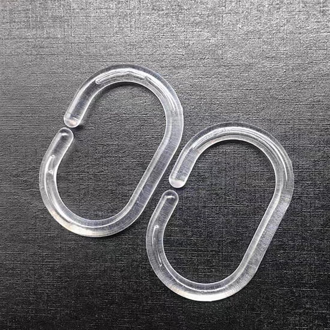 24 PCS Shower Curtain Rings, Plastic Clear Shower Curtain Hooks, C-Shaped Rings
