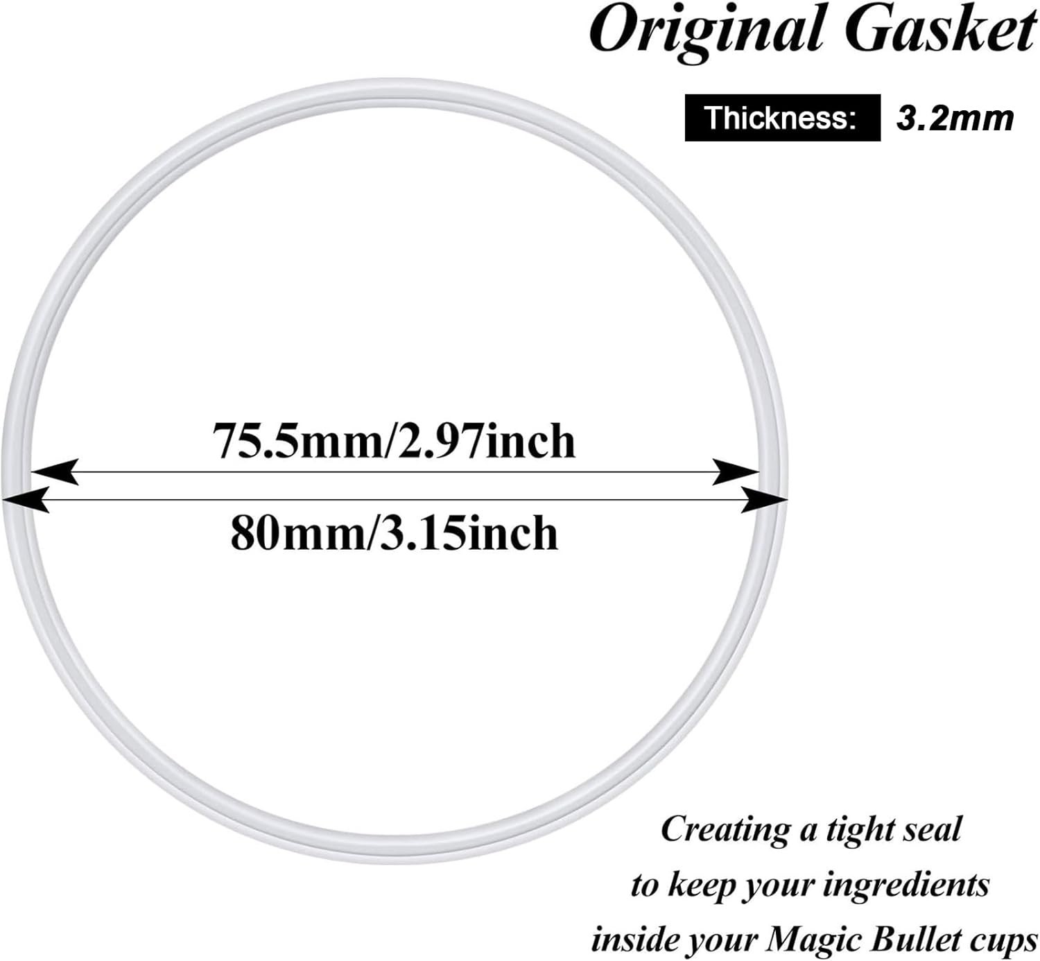 6 Pack White Silicone Gasket Replacement Rings for Magic 250W Blender MB-1001...