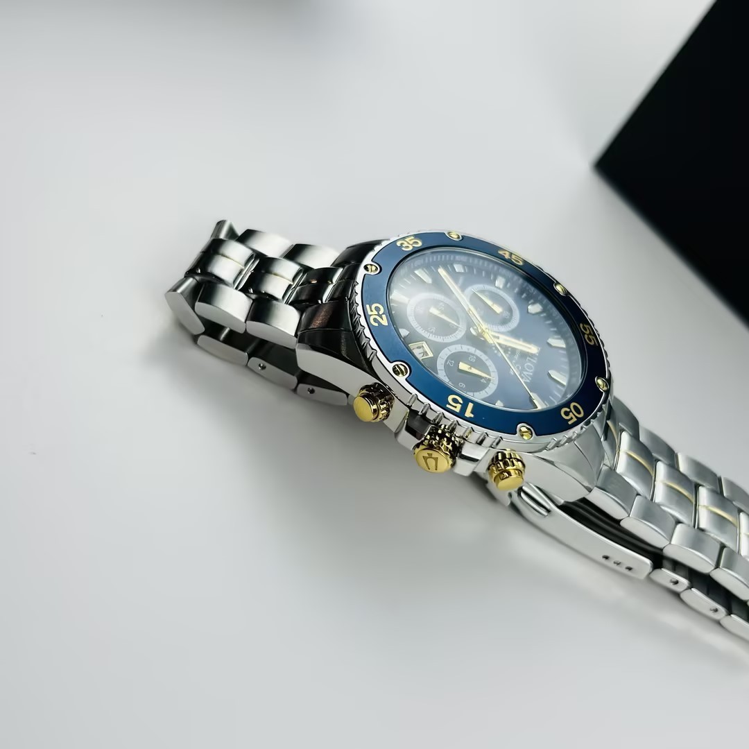 Bulova Marine Star 98B400 Men's Blue Dial Stainless Chronograph Quartz Watch New