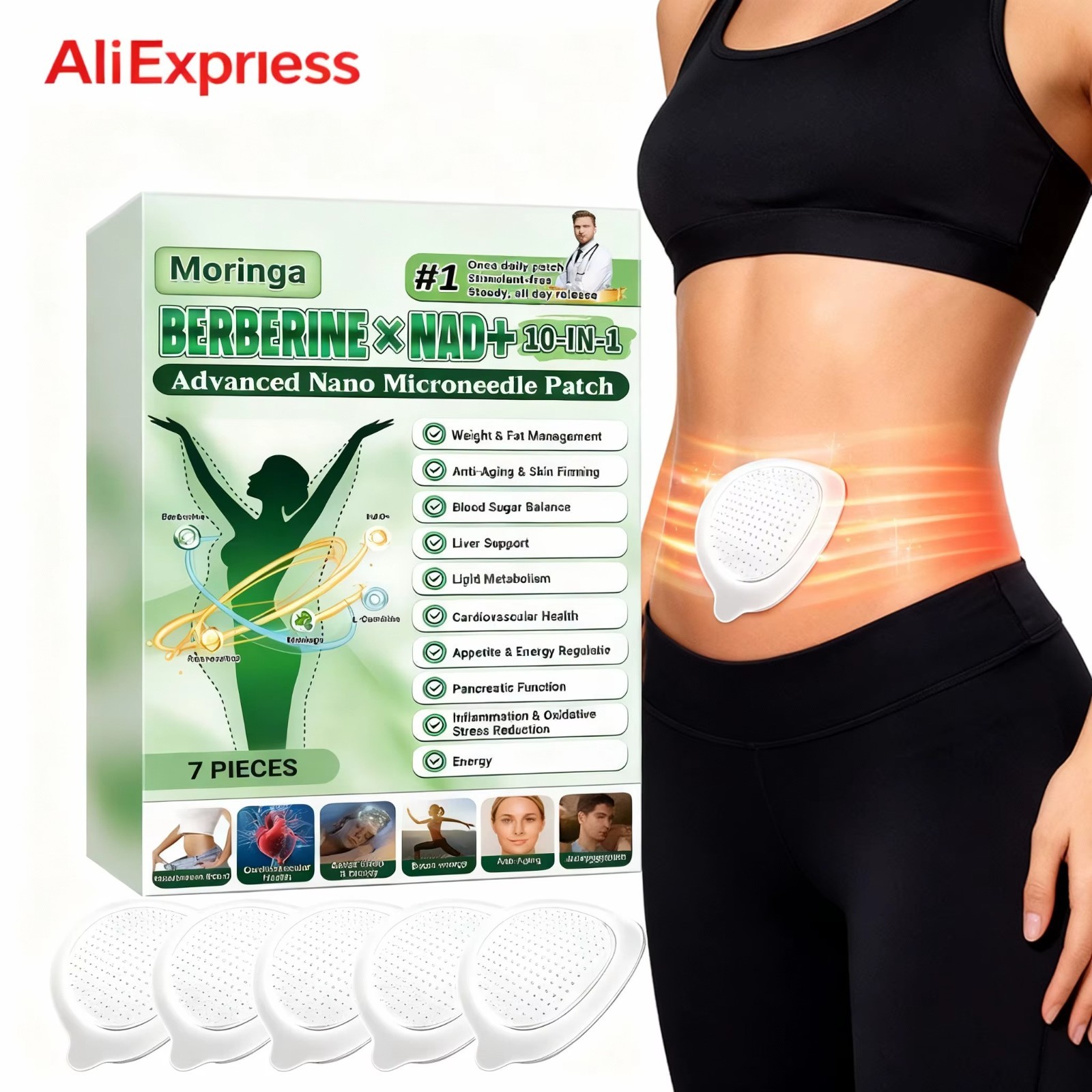 50% OFF Moringa Berberine x NAD+ 10-in-1 Advanced Nano Microneedle Patches New