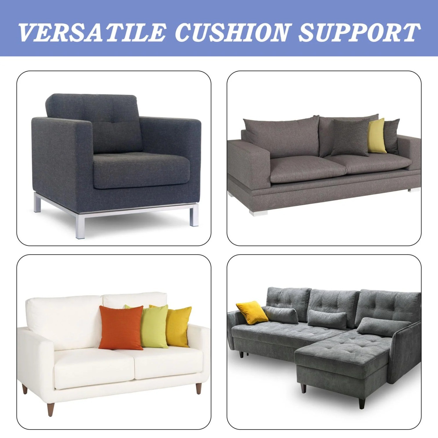 20" x 20" 3PCS Couch Cushion Support for Sagging Seat Curve Sofa Cushion Support