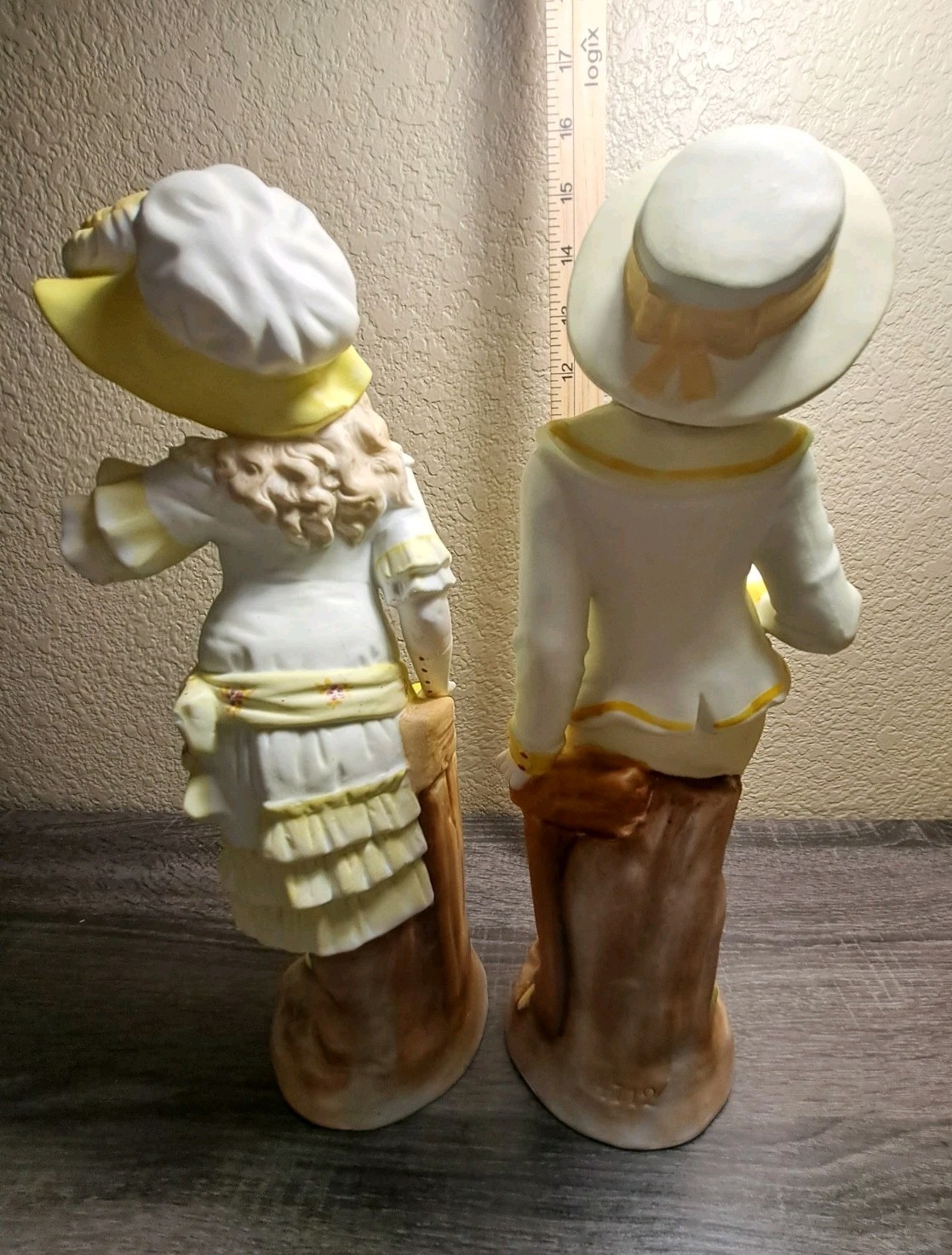 Antique Gebruder Heubach German Porcelain Bisque 14" Boy & Girl Figurine Pair