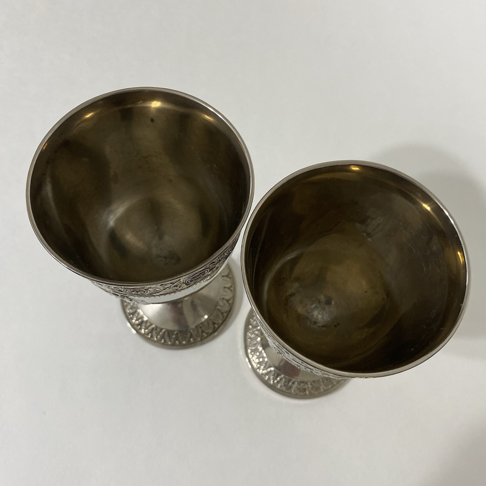 Vintage Corbell & Co Silverplate Goblets Set 4 Baroque Heraldic 6.5" Wine Cups