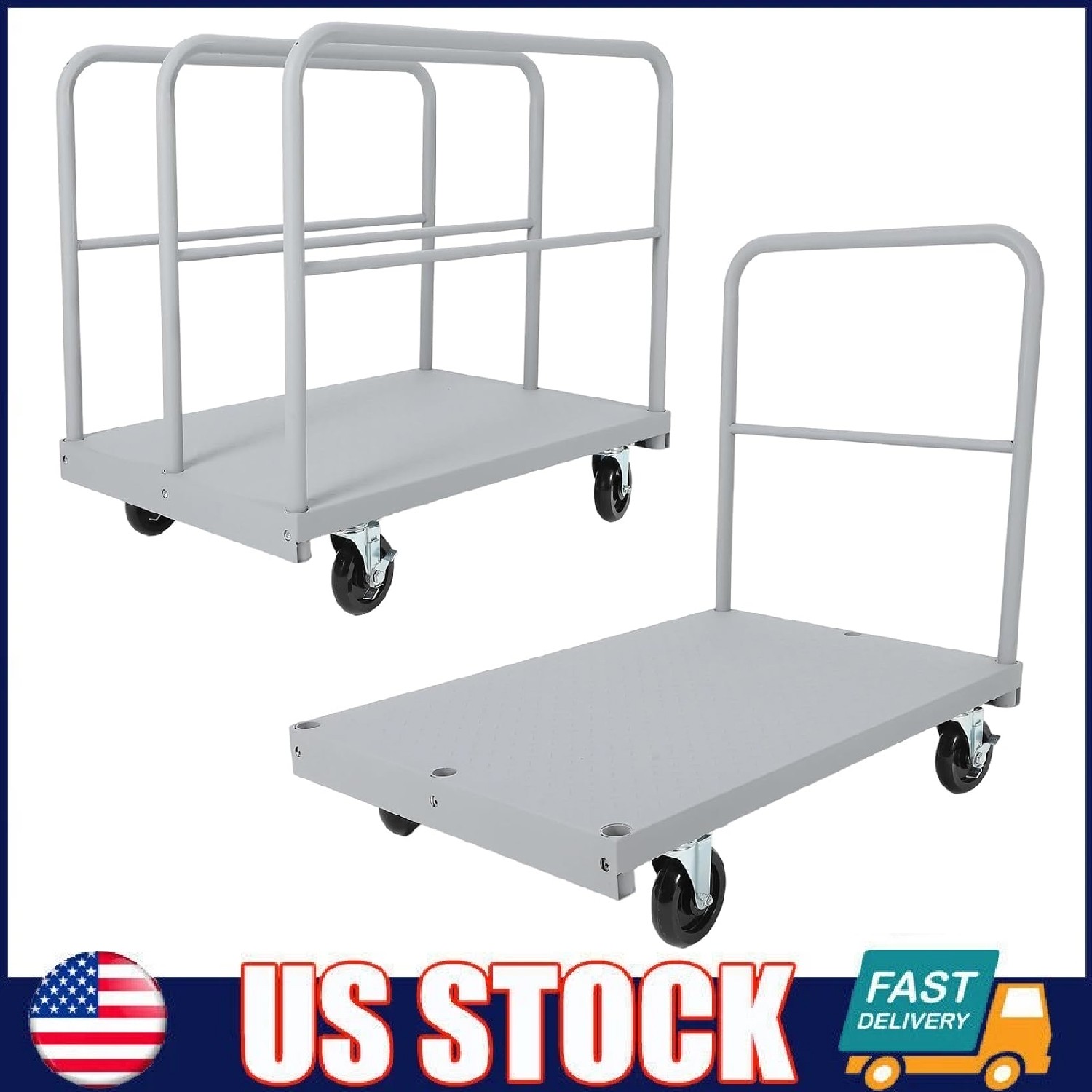 Heavy Duty Steel Panel Truck Cart, 36"x24" Drywall Dolly Platform Truck 2200Lbs