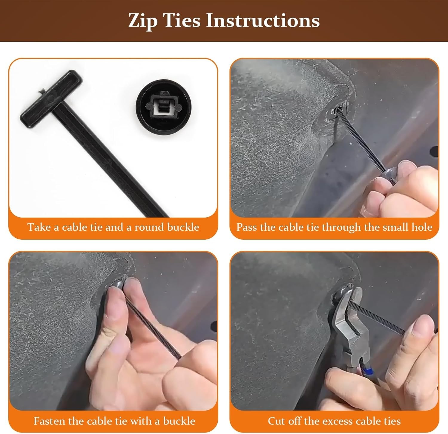 100 PCS Nylon Universal Cable Tie Buckle，Heavy Duty Self-Locking Zip Ties Holder