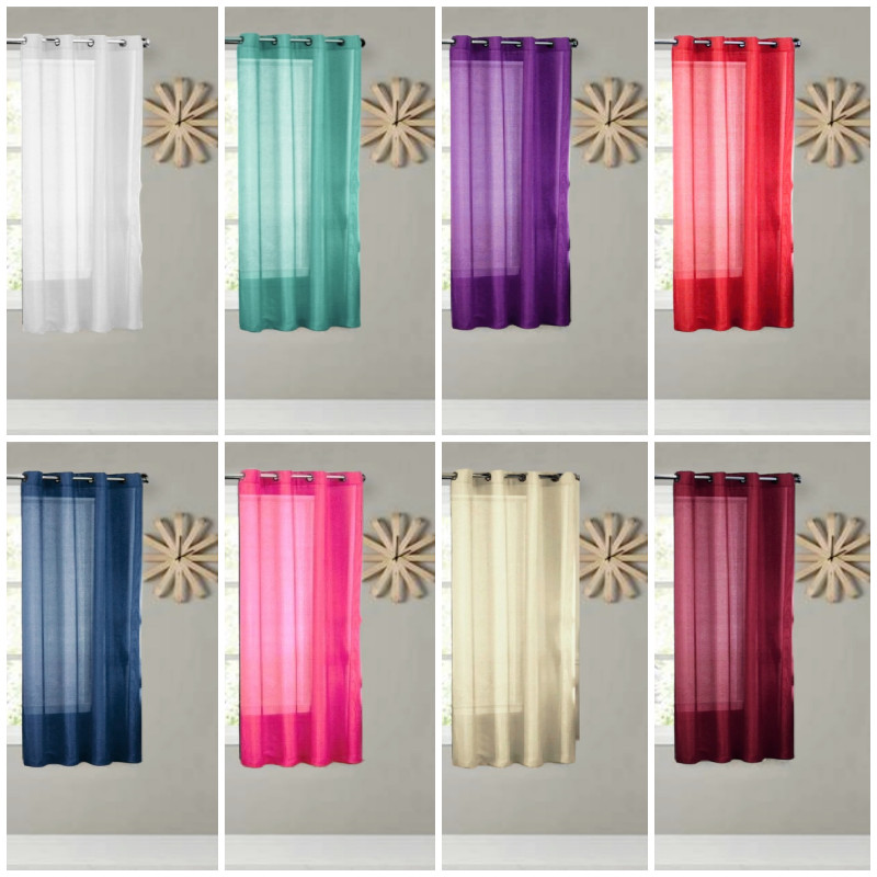 2PC SOLID SHEER VOILE PANEL INDOOR WEDDING GROMMETS WINDOW CURTAIN
