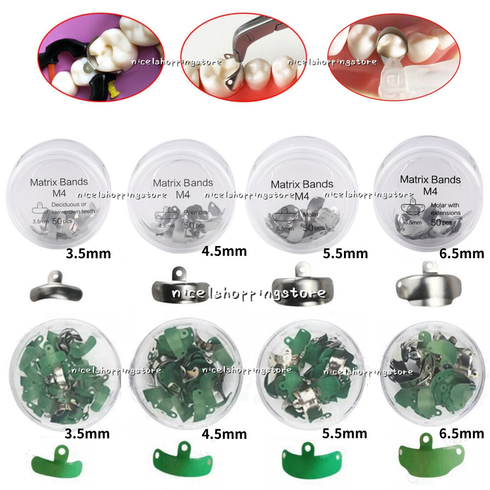 50Pcs Dental Matrix Bands Palodent V3 Style Sectional Contoured Matrices 15 Size