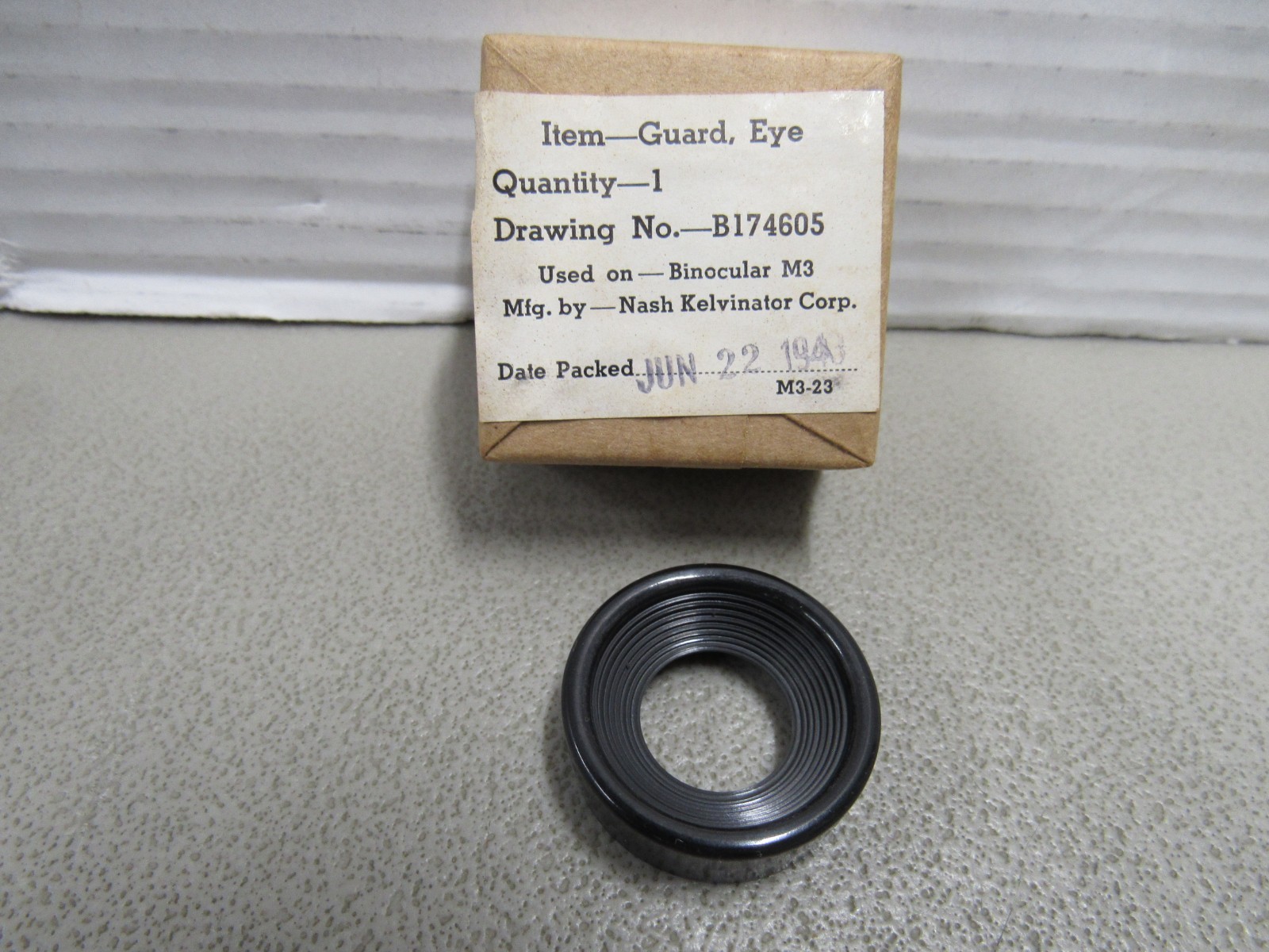 WW2 US M3 6x30 Binoculars Eye Guard Original Box 1943 Date Nash Kelvinator Corp