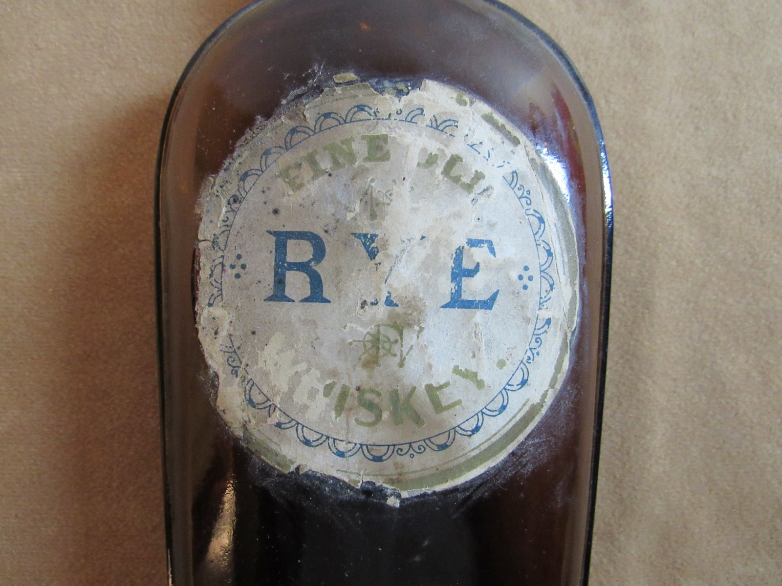 Indian Wars original Rye Whiskey 1870s Bottle Flask Label