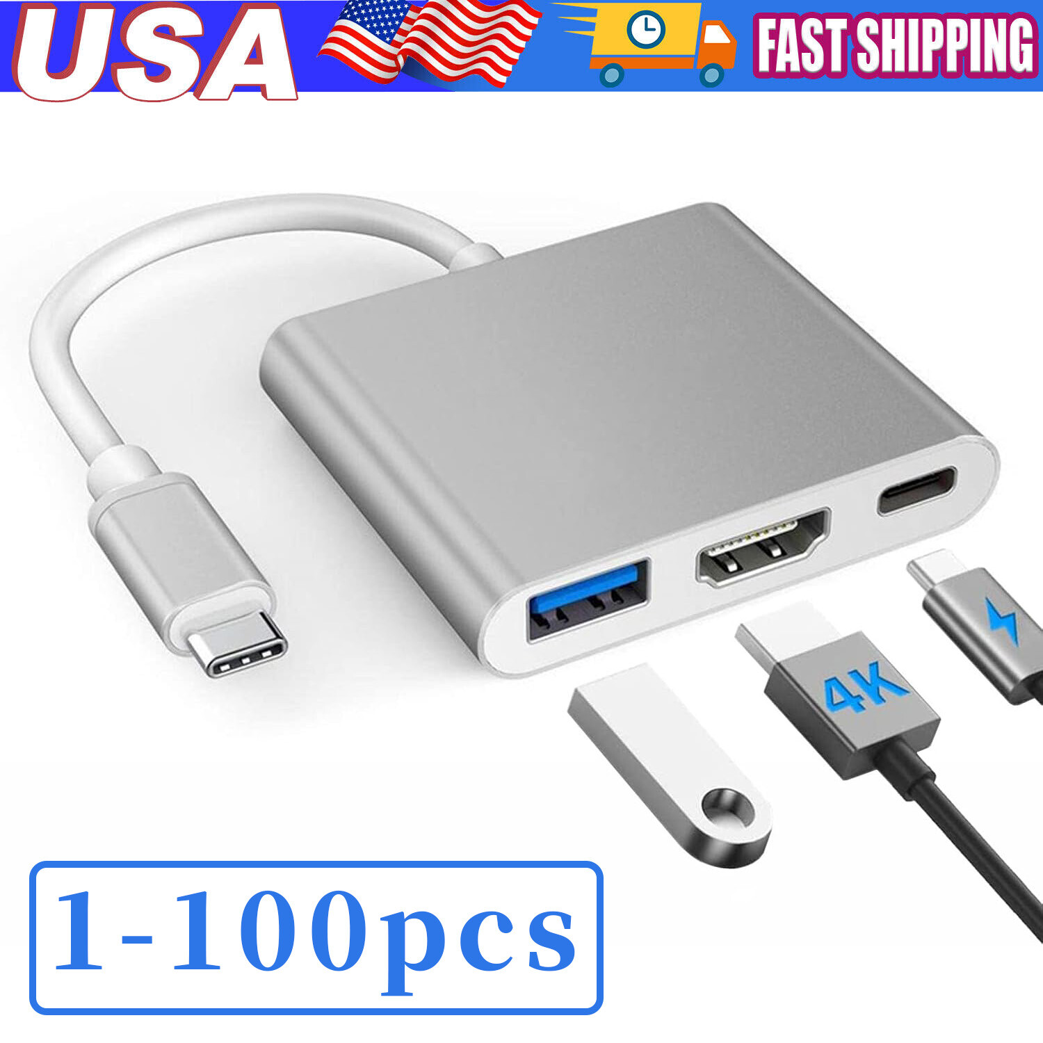 USB Type C to HDMI HDTV TV Cable Adapter Converter For USB-C Phone Tablet Lot