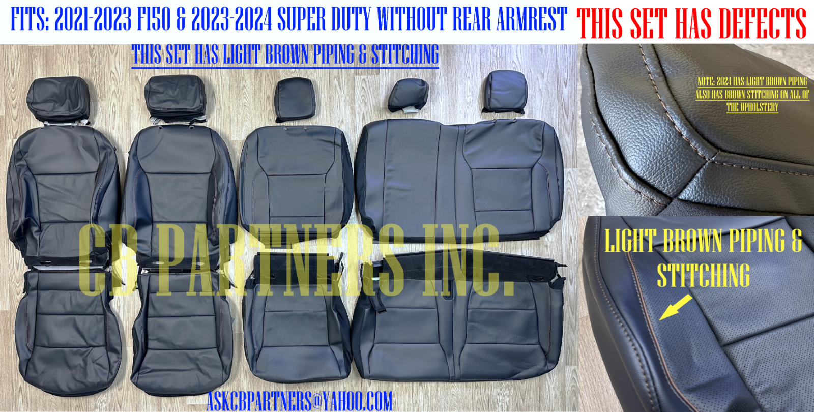 2024 OEM FORD F150 LEATHER SEAT UPHOLSTERY LIGHT BROWN PIPING