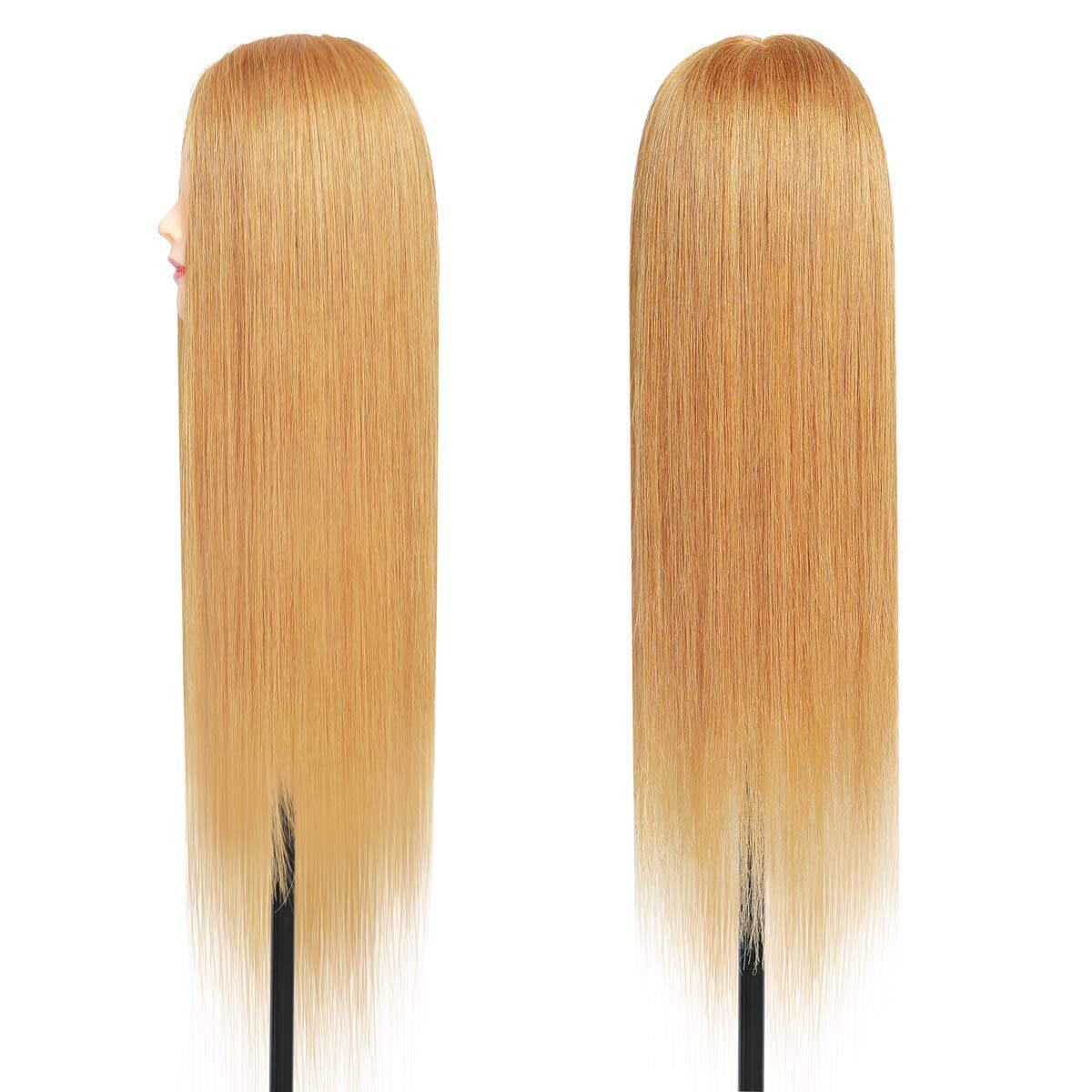 Mannequin Head 100% Real Hair Styling Training Head 24-27inch Manikin Cosmeto...