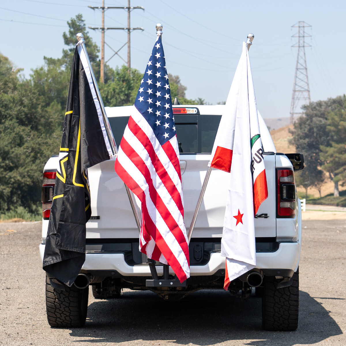 Stark USA Hitch Mount 3 Flag Pole Holder with 2-Inch Hitch Receiver, Flag Mount