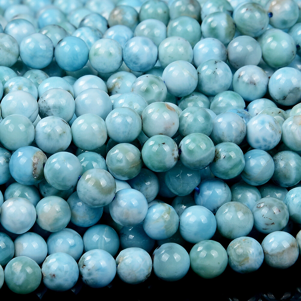Natural Dominican Larimar Round 5MM 6MM 7MM 8MM 9MM 10MM Loose Beads (D444)