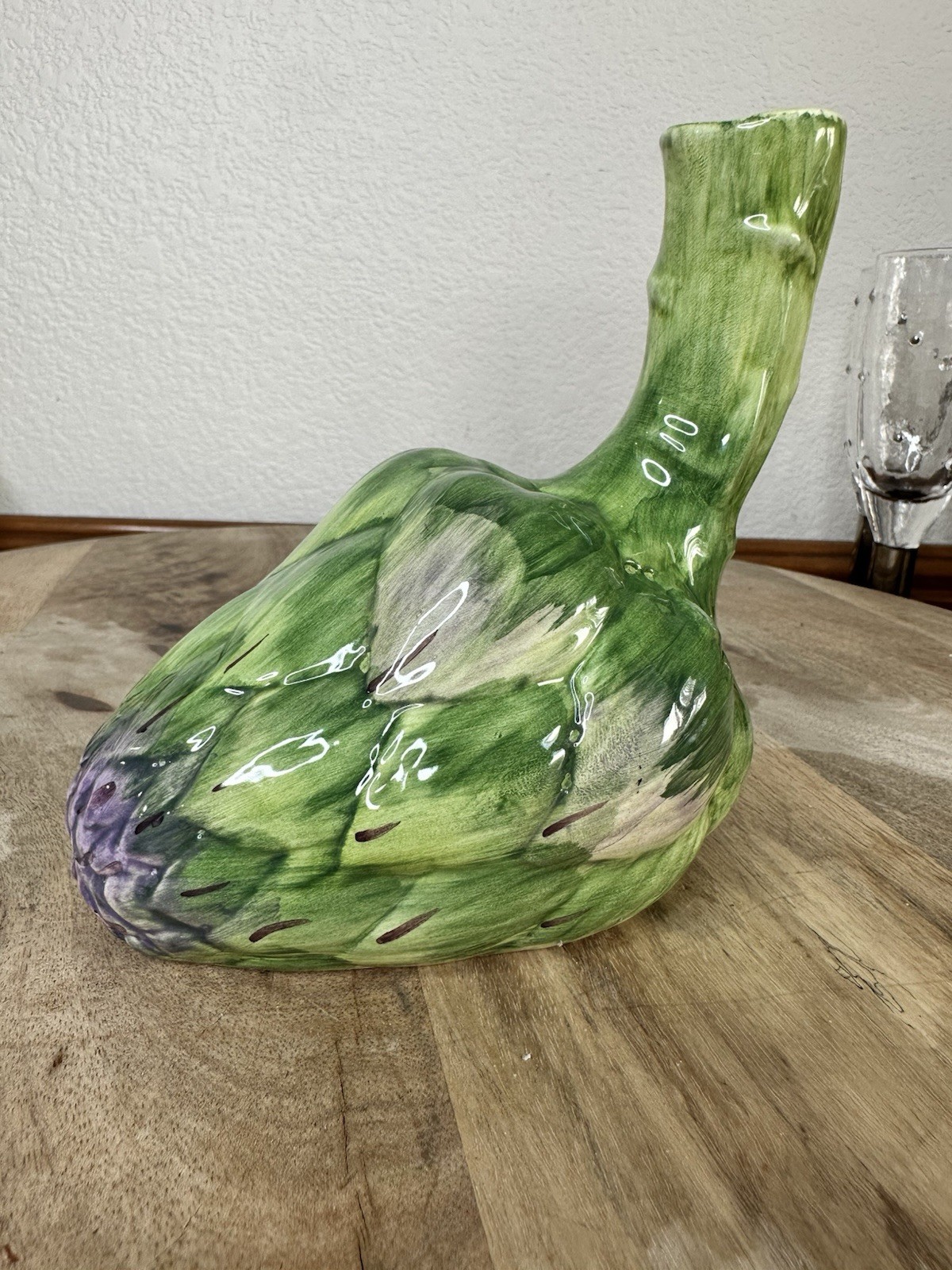 Artichoke Vase Bottle Ceramic Vegetable Decor Italian Majolica