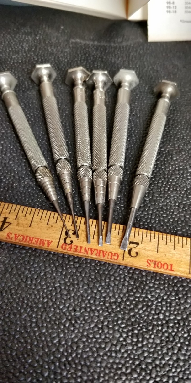 FULL SET Vintage The L.S. Starrett Co. S555-6 Jewelers6 Piece Screwdriver Set