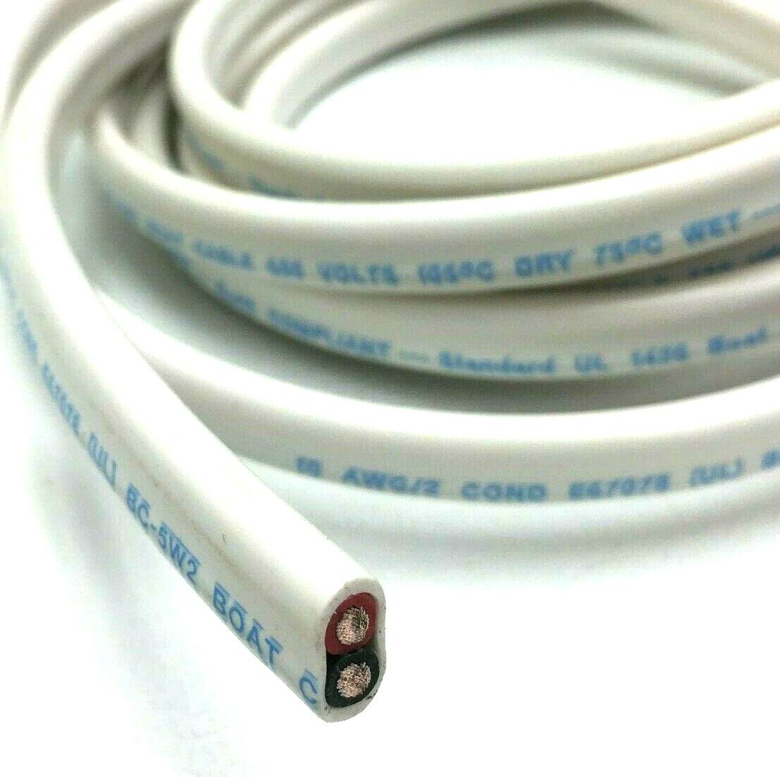 10/2 AWG Gauge Marine Grade Wire Boat Cable Tinned Copper, Flat Black/Red