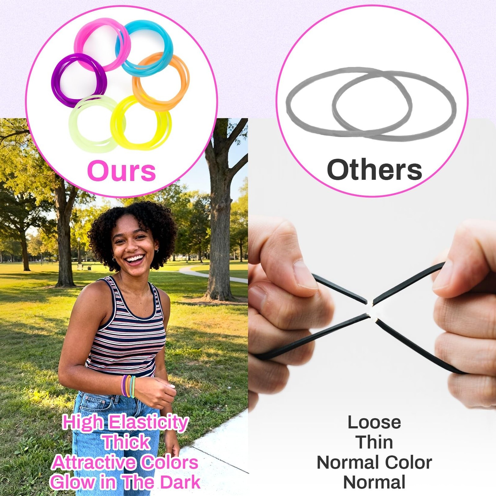 Hair Ties Jelly Bracelets - 80s Outfit Accessories for Women, Elastic Silicon...