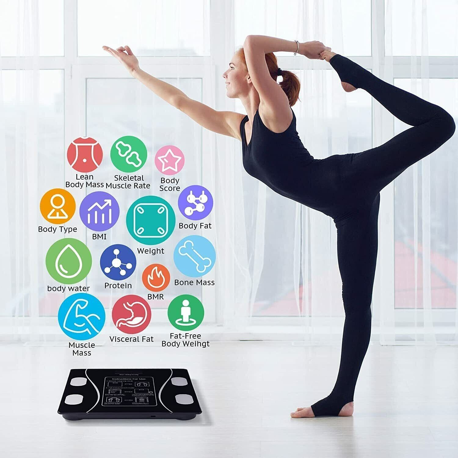 Digital Body Weight Scale Backlit Display High Precision Bluetooth BathroomScale