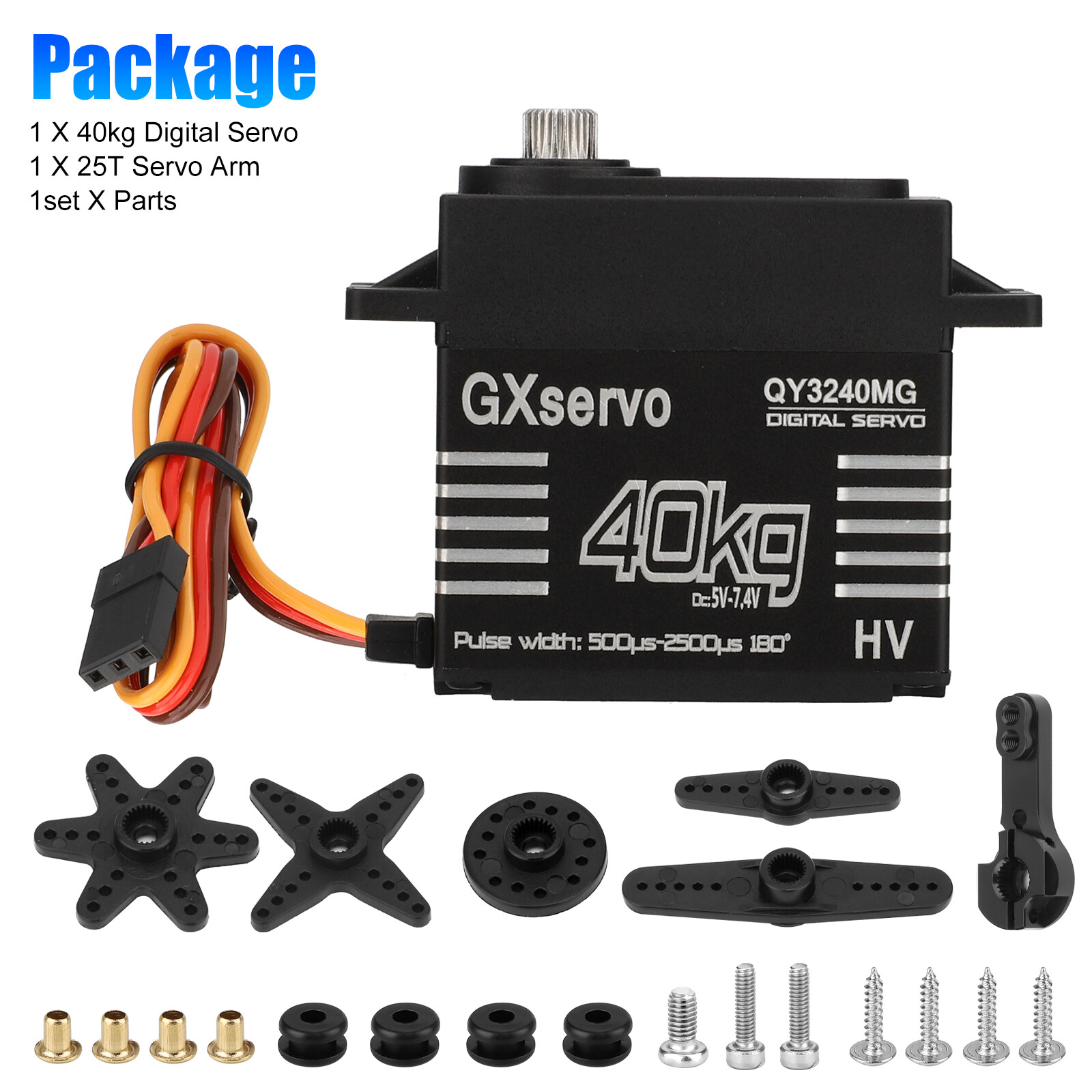 40KG Metal Gear Waterproof Digital Servo High Torque & Speed for 1/8 1/10 RC Car