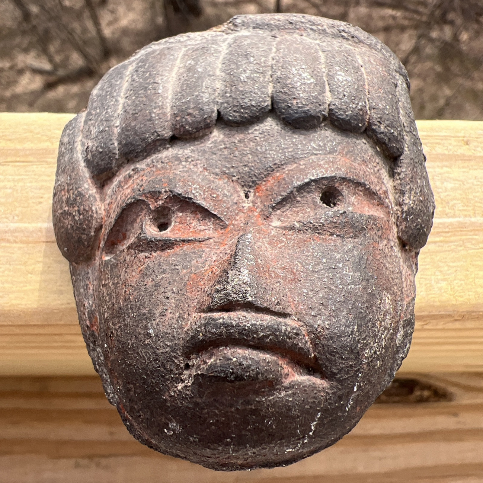 Carved STONE HEAD/EFFIGY May Be Mayan