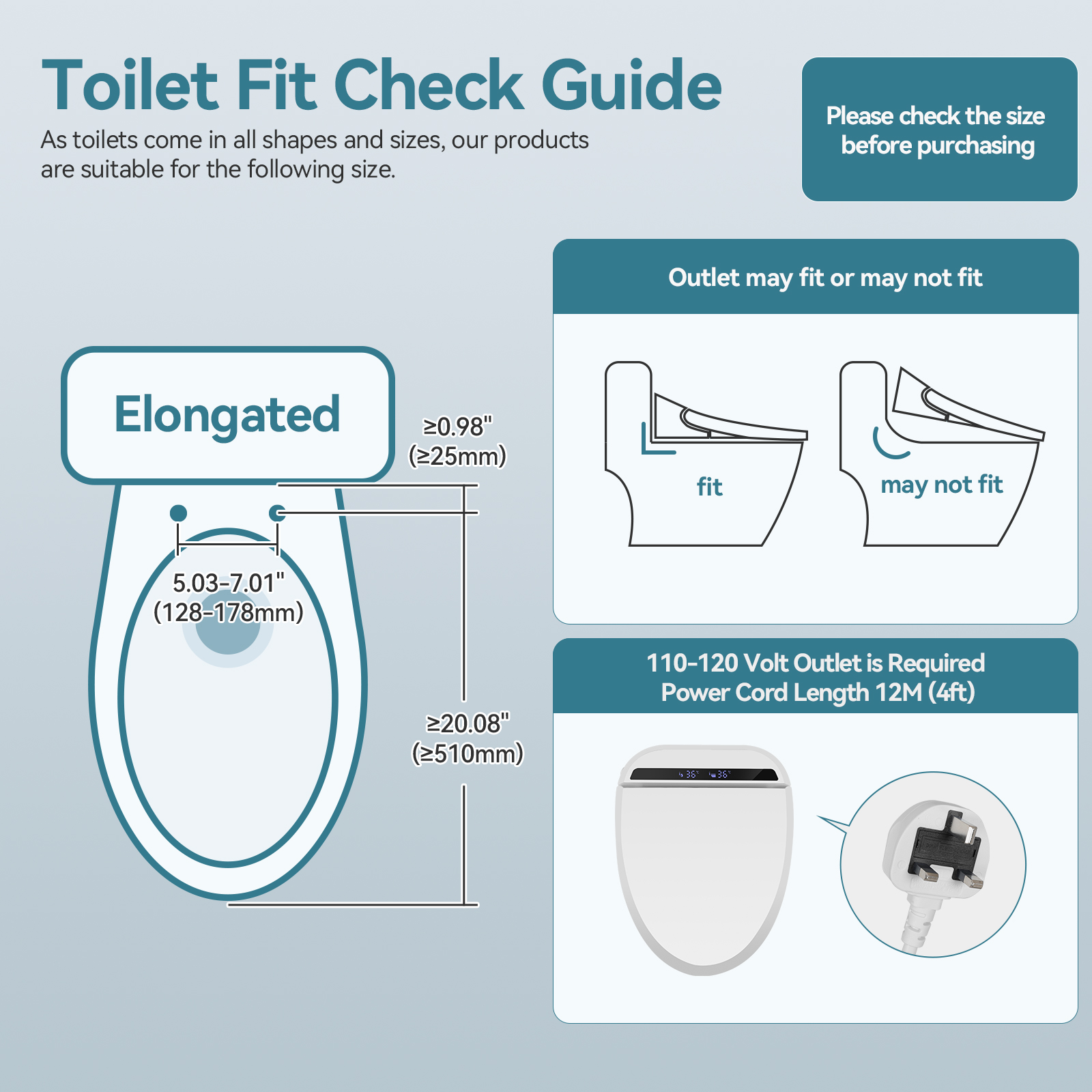Elongated Bidet Electric Smart Toilet Seat White Wireless Remote Warm Seat NEW