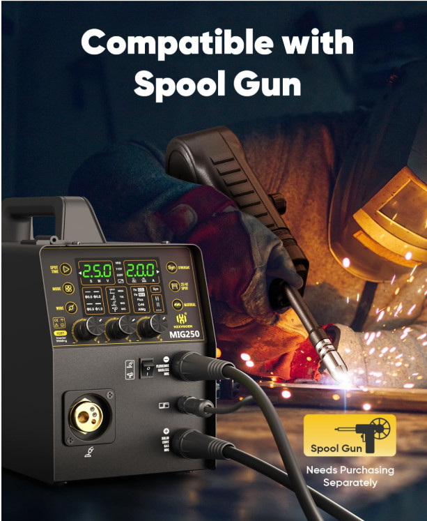 HZXVOGEN Aluminum MIG Welder Welding Machine 110/220V 250A 6in1 Dual Voltage USA
