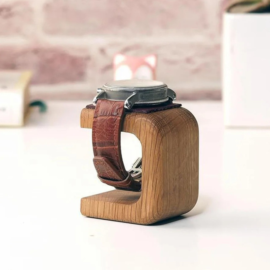 1pc Solid Wood Watch Holder Display Stand Bracelet Ring Organizer - NEW