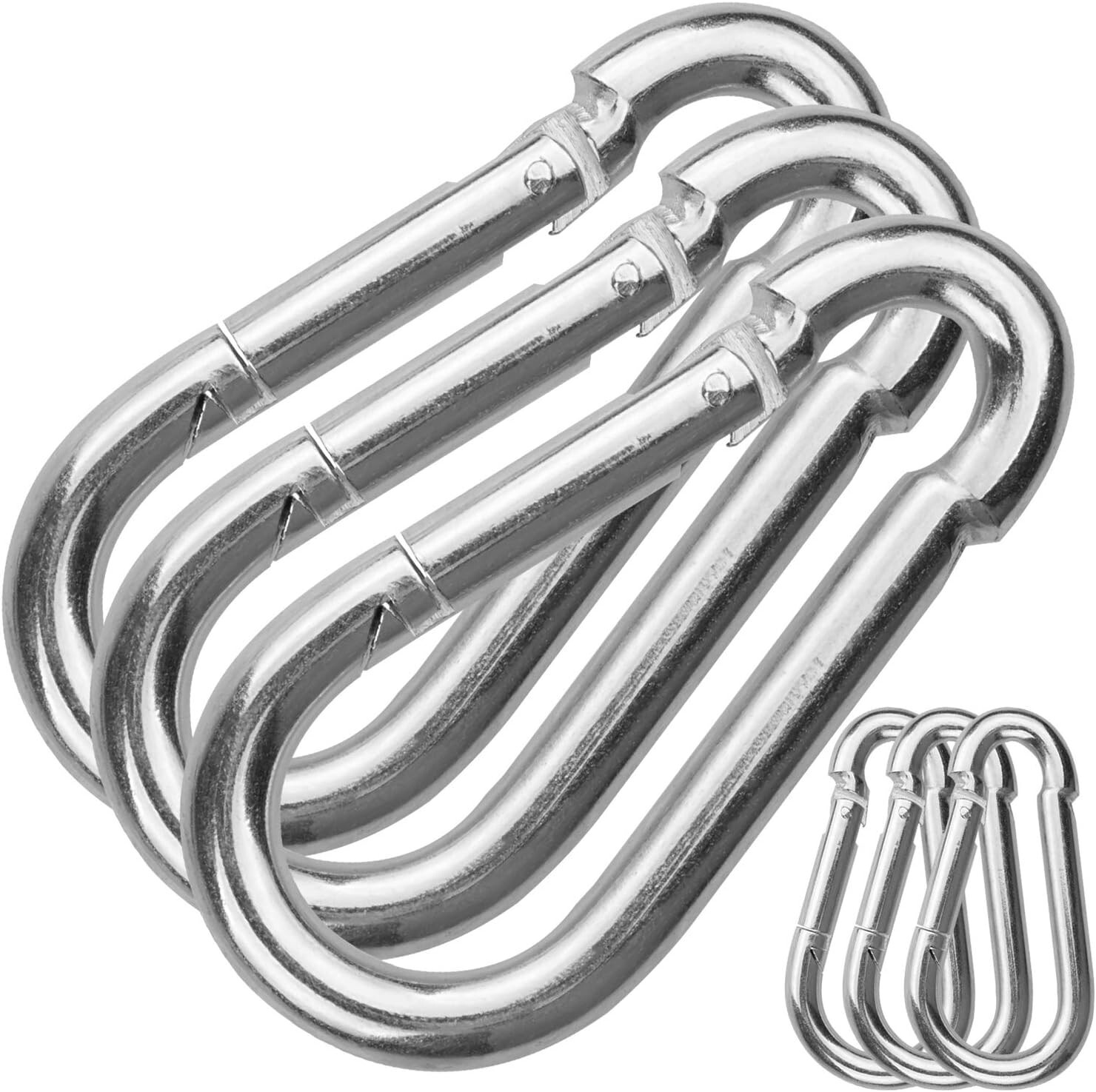 10/50/100 3" Heavy Duty Carabiner Clips M8 5/16" Galvanized Steel 500LBS