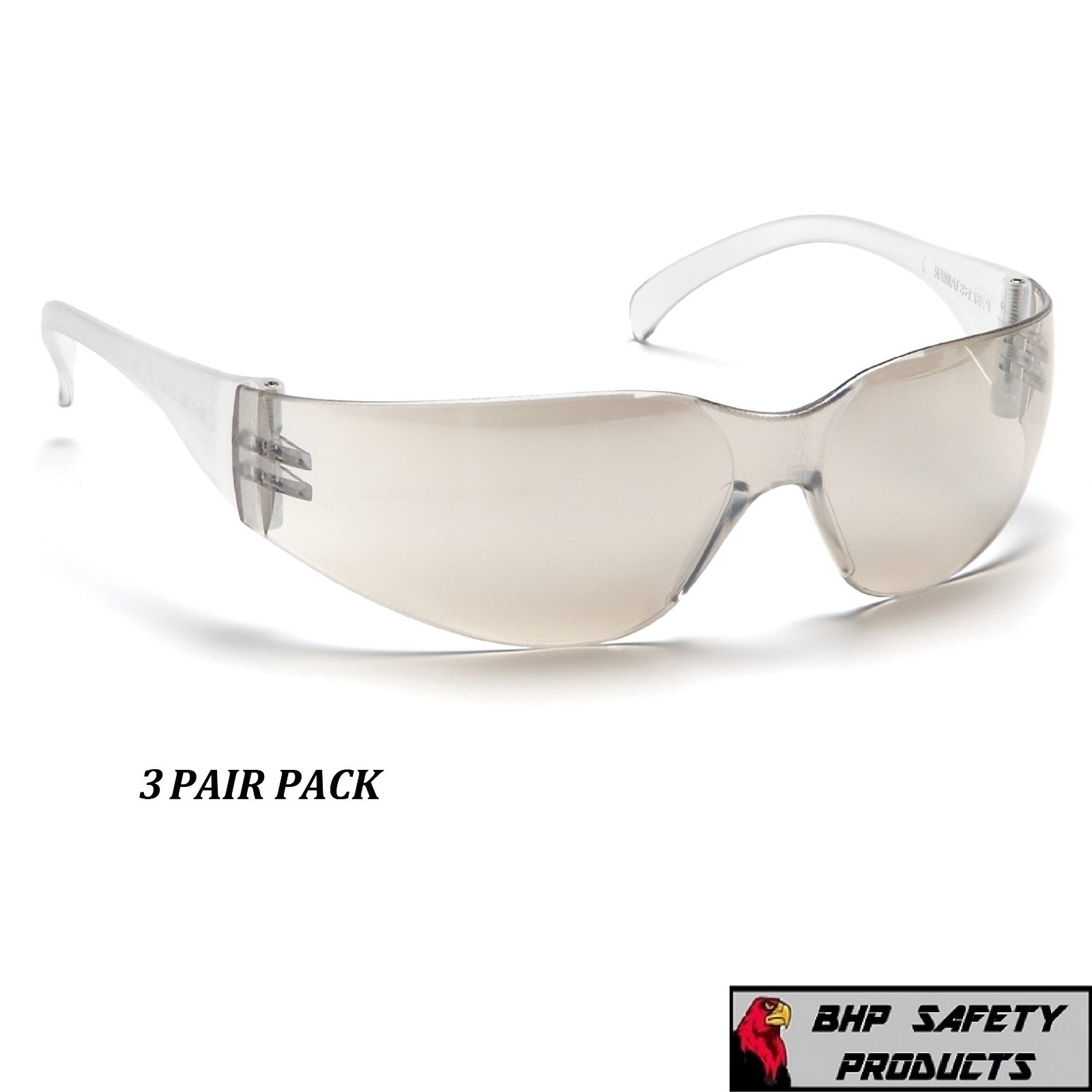 PYRAMEX INTRUDER SAFETY GLASSES INDOOR/OUTDOOR MIRROR I/O LENS S4180S (3 PAIR)
