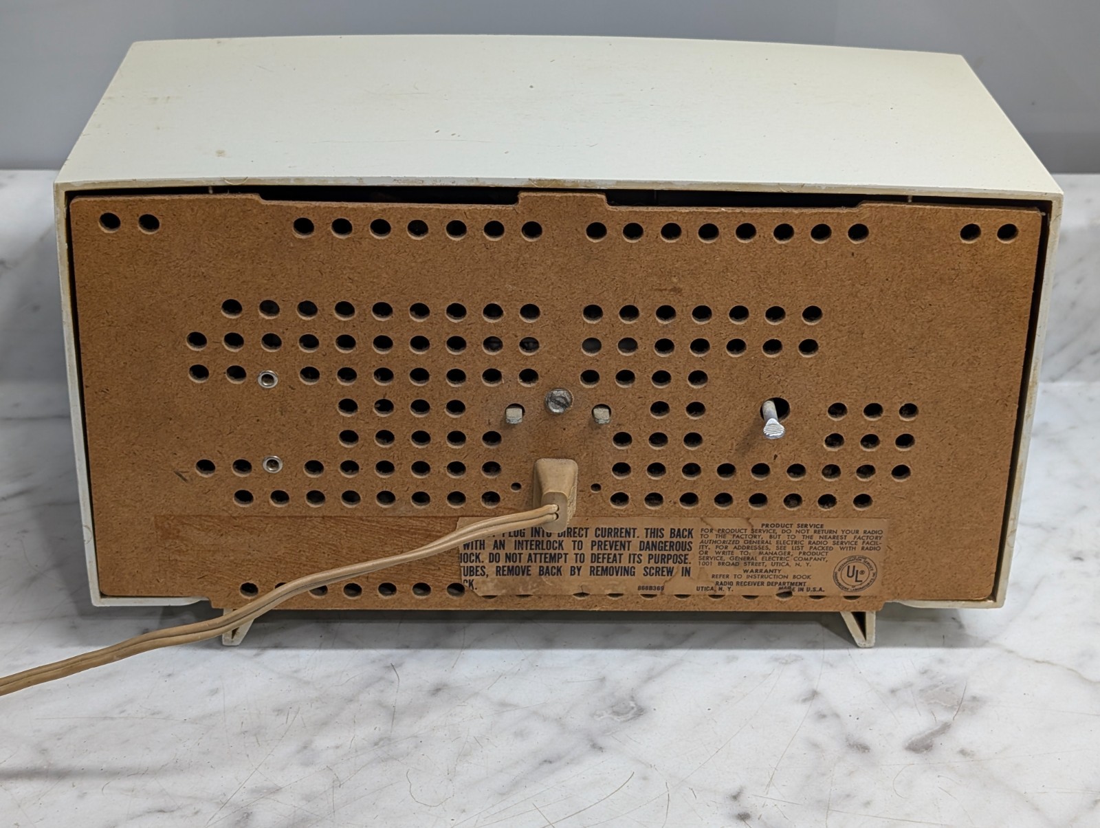 General Electric Model C-402A Tube Radio Clock AM GE Vintage MCM White