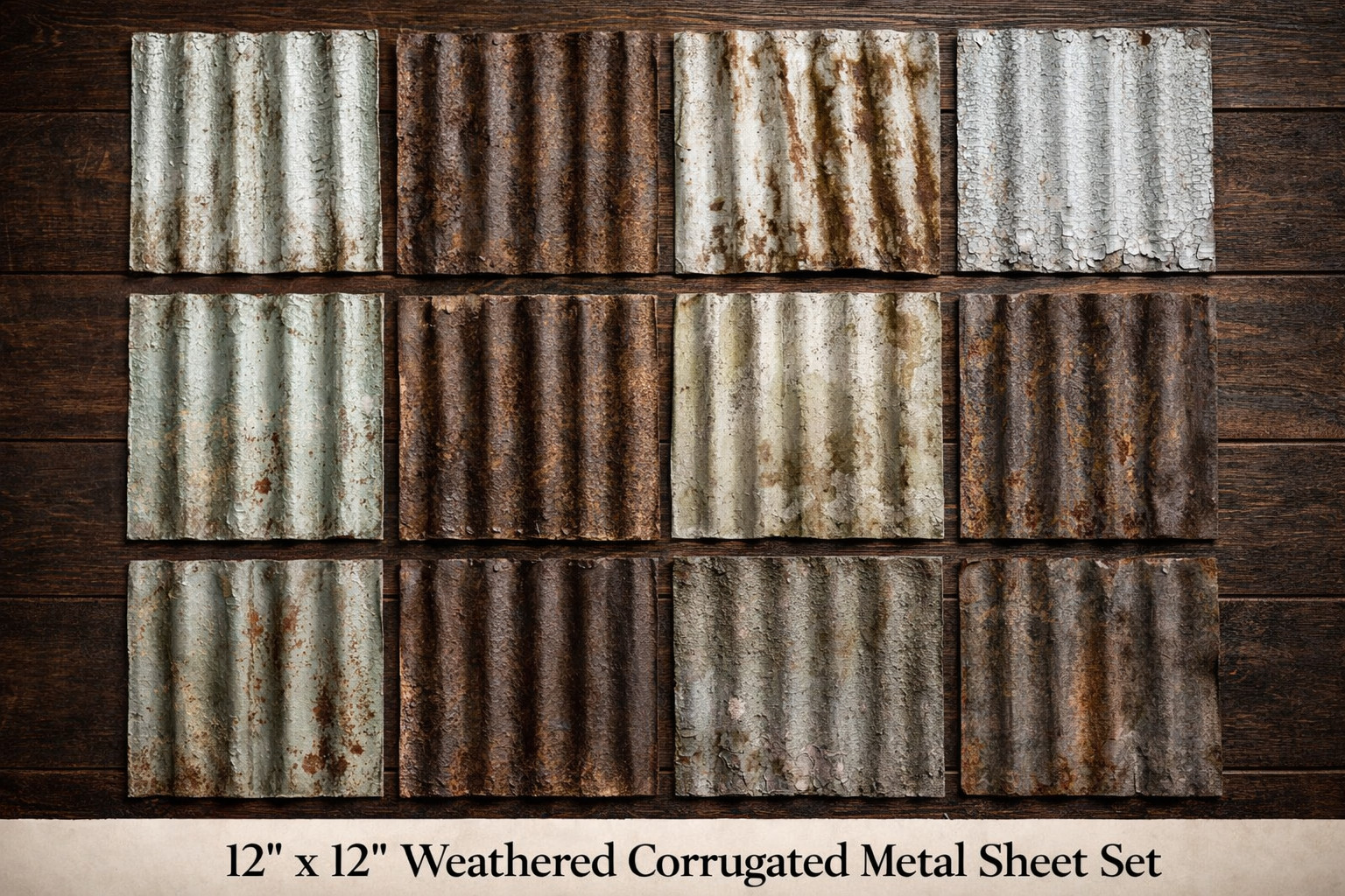 SALE! 10 pcs 11 1/2" x 11 1/2" RECLAIMED CORRUGATED METAL TIN ROOFING PANELS