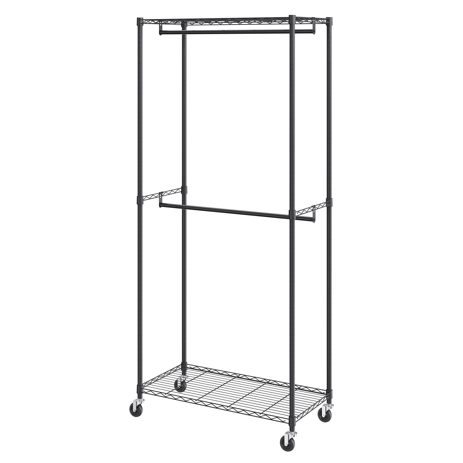 VEVOR Clothes Rack Heavy Duty Clothing Garment Rack Double Hanging Rods 300 lbs
