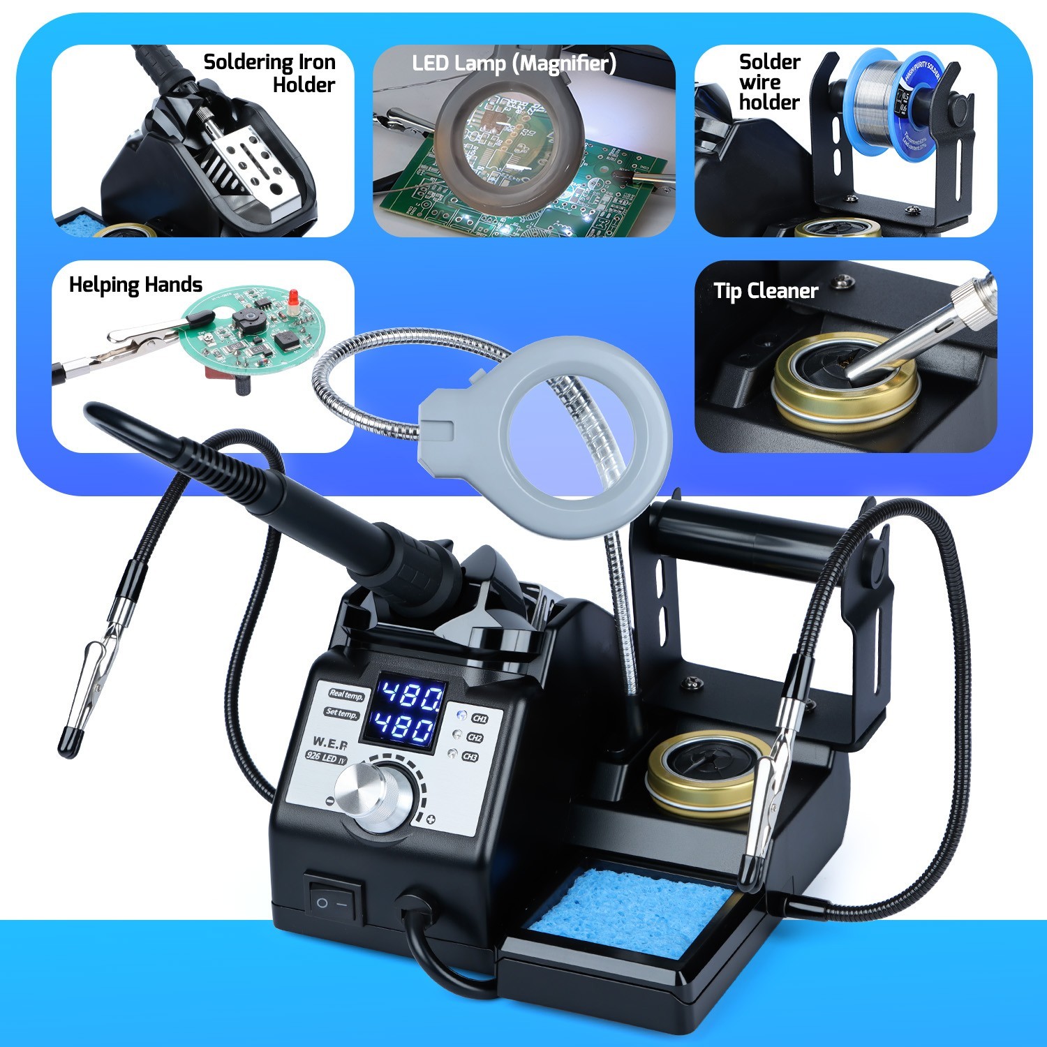 YIHUA 926LED IV 60W Dual LED Digital Display Soldering Station Welding Tool