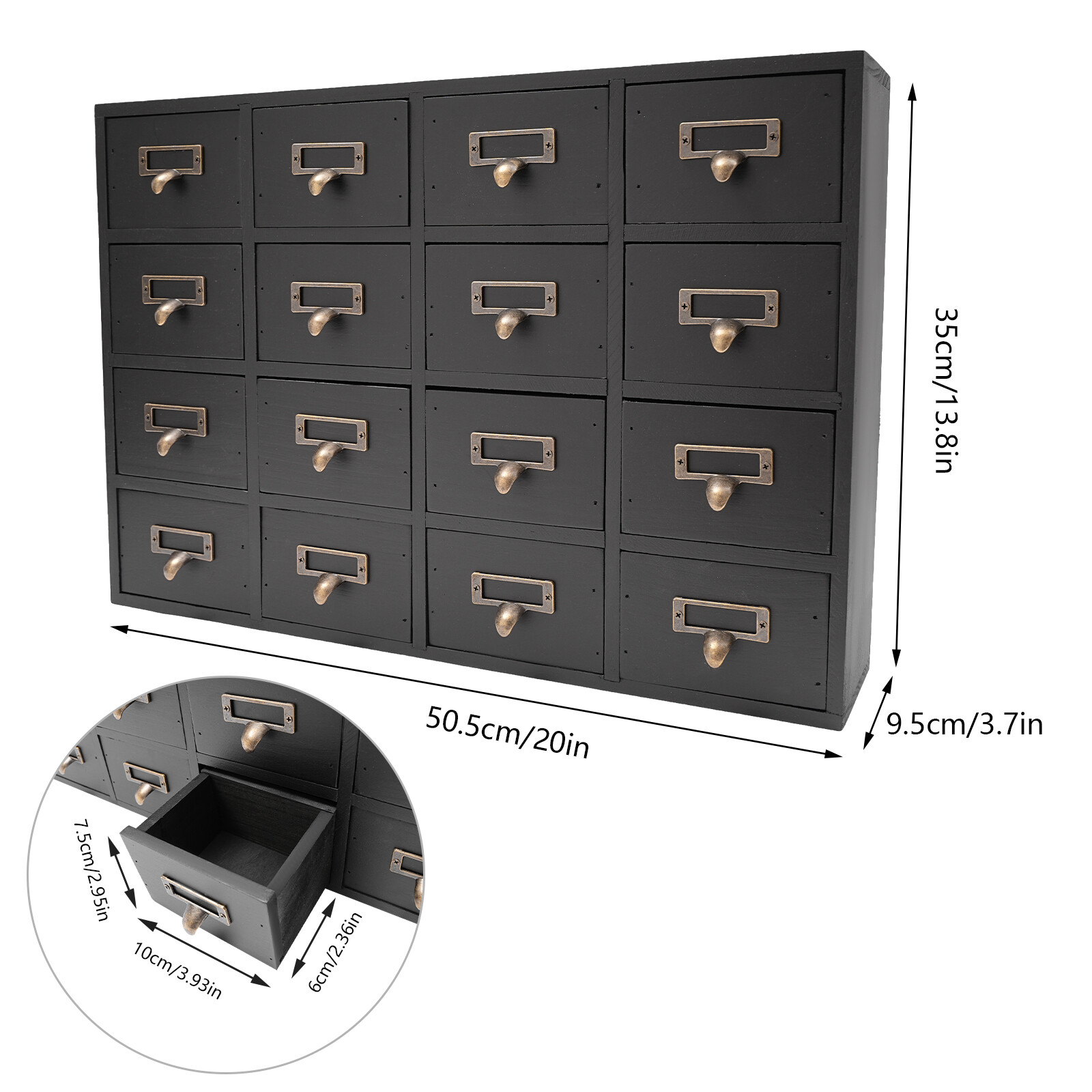 16 Drawers Vintage Tabletop Library Card Catalog Cabinet Apothecary Storage Box