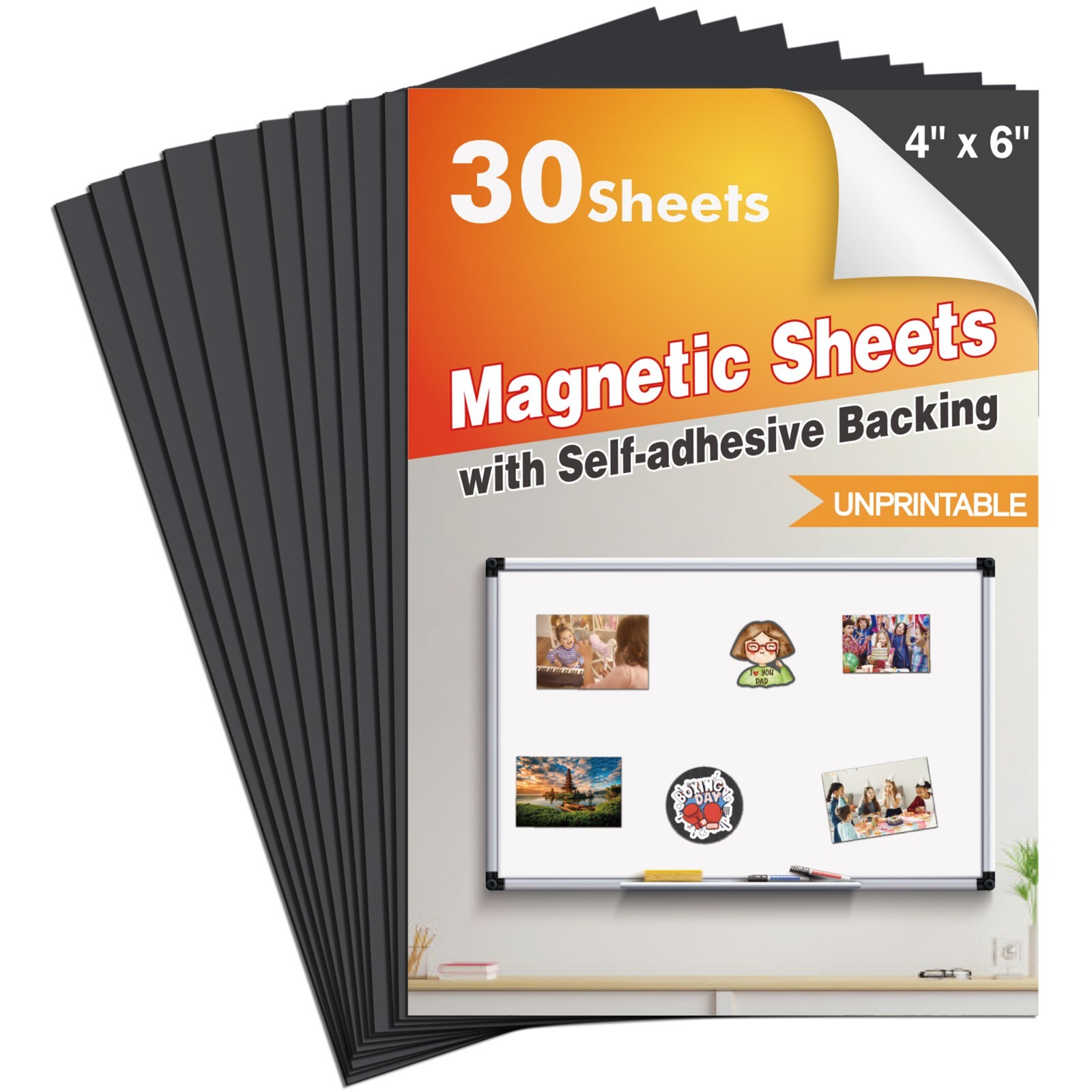 30 PK Strong Flexible Self Adhesive Magnetic Sheets 4X6 Magnet for Photos Album