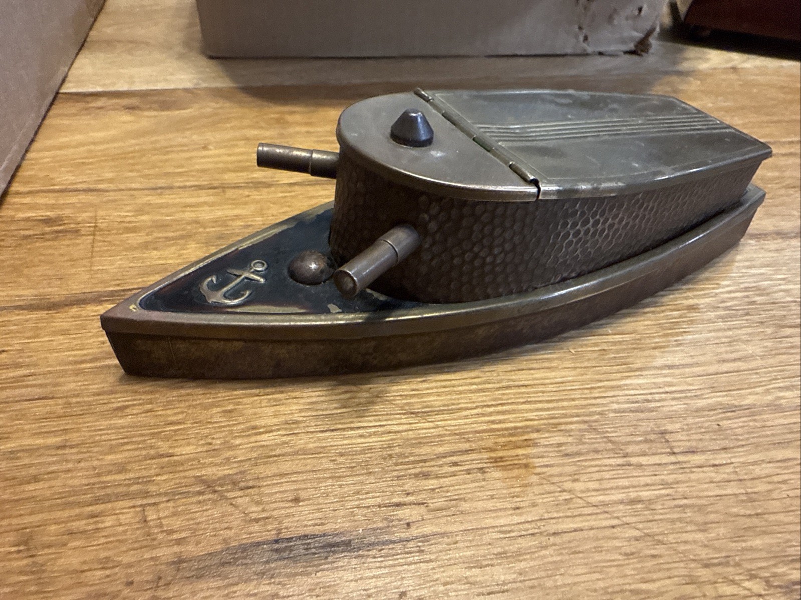 Snuff/Cigarette Box. U.S. Naval Gunboat Copper Dimpled. Rare WW1!! 1940’s