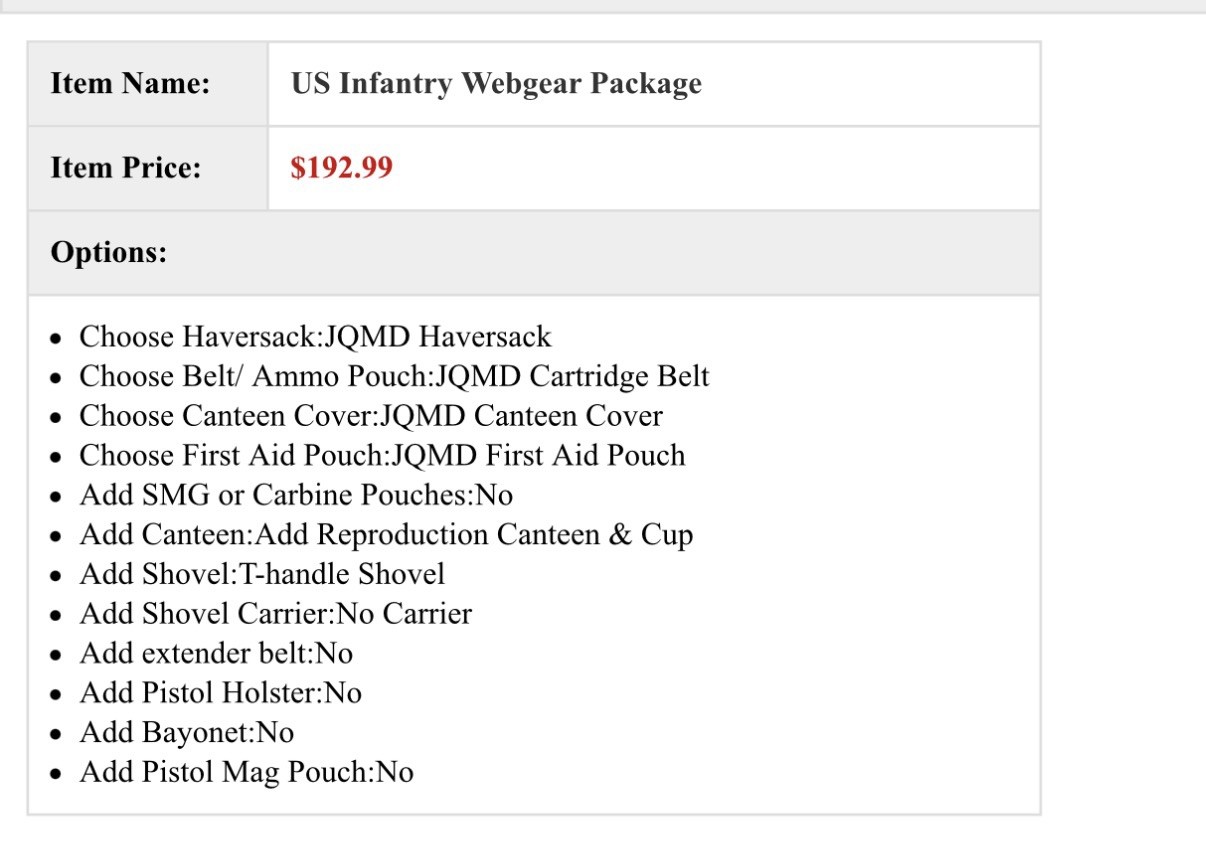 At The Front Us WWII Infantry Kit